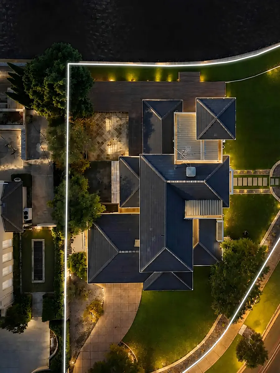 Night-time drone aerial of a Melbourne home &mdash; aerial real estate photography Melbourne
