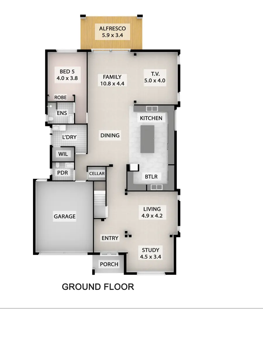 Clean two-storey floor plan drawn for a Melbourne property listing