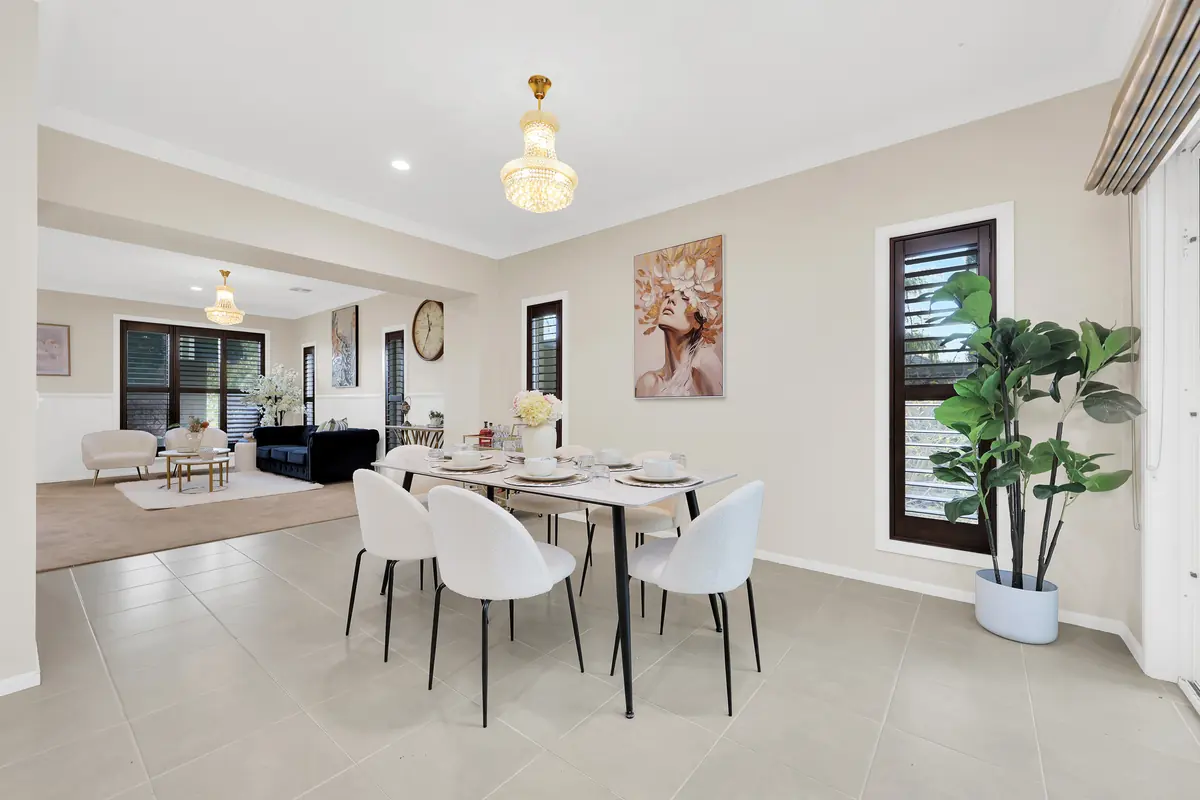 Open-plan living and dining, styled &mdash; real estate photography Melbourne