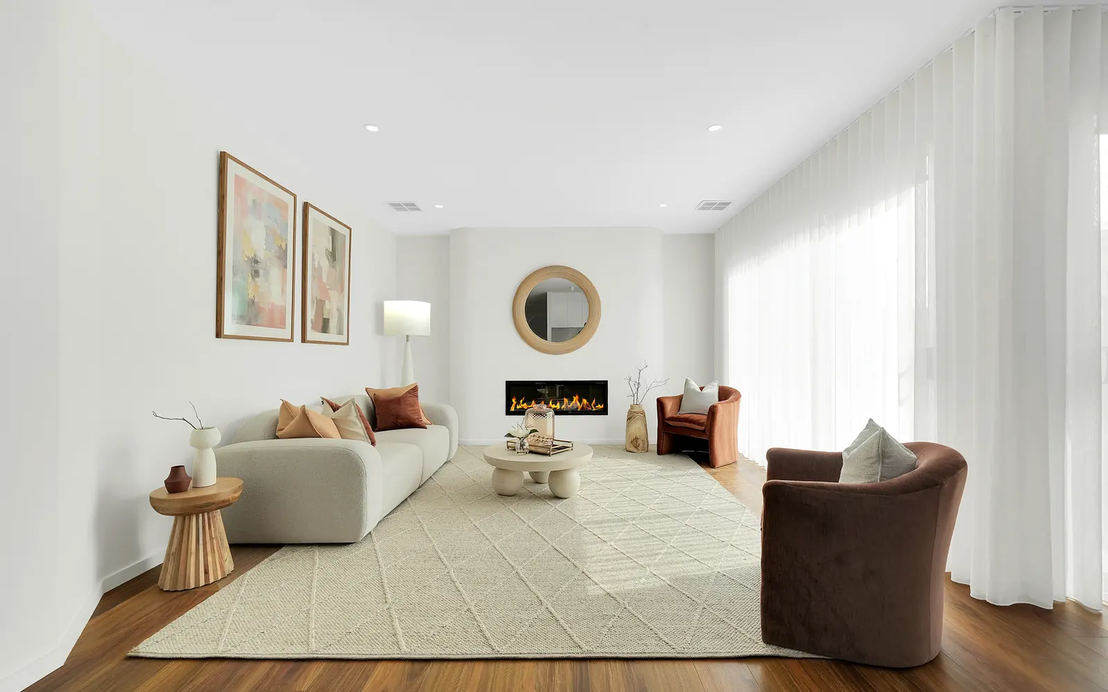 The same living room after editing — balanced, warm and true to life