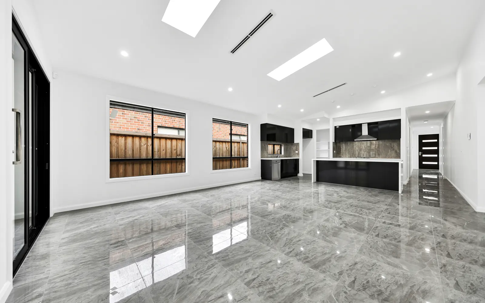 Empty open-plan living and dining room before virtual staging, Melbourne